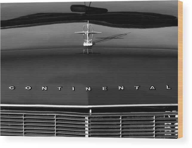 1967 Lincoln Continental Hood Ornament Grille Emblem Wood Print featuring the photograph 1967 Lincoln Continental Hood Ornament Grille Emblem by Jill Reger