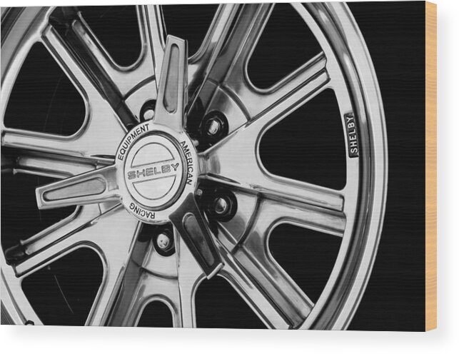 1968 Ford Mustang Fastback 427 Shelby Cobra Wheel Wood Print featuring the photograph 1968 Ford Mustang Fastback 427 Shelby Cobra Wheel by Jill Reger