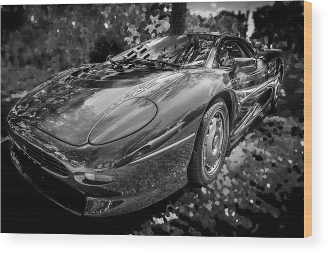 1993 Jaguar Xj 220 Wood Print featuring the photograph 1993 Jaguar XJ 220 Super Car BW by Rich Franco