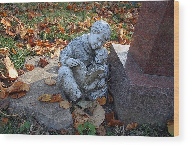Sculpture Wood Print featuring the photograph A Father Son Grave Sculpture by Cora Wandel