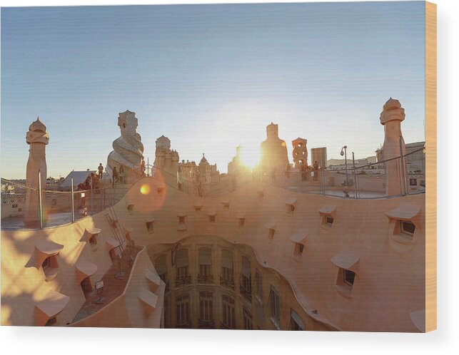 Curve Wood Print featuring the photograph Architectural Detail, Casa Mila #1 by Cultura Rm Exclusive/quim Roser