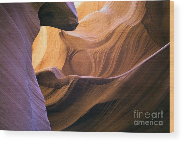 Slot Canyons Wood Print featuring the photograph Arizona Slot Canyon ACNP 00188-6B #1 by Frank Wicker