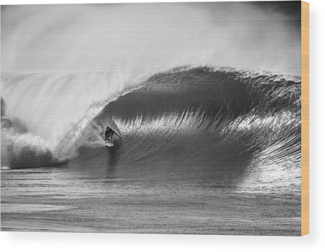 Surf Wood Print featuring the photograph As good as it gets - bw by Sean Davey