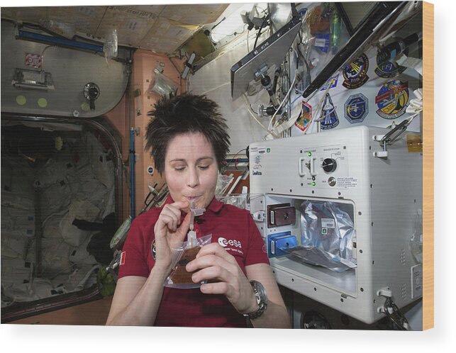 2014 Wood Print featuring the photograph Astronaut Samantha Cristoforetti On Iss #1 by Nasa