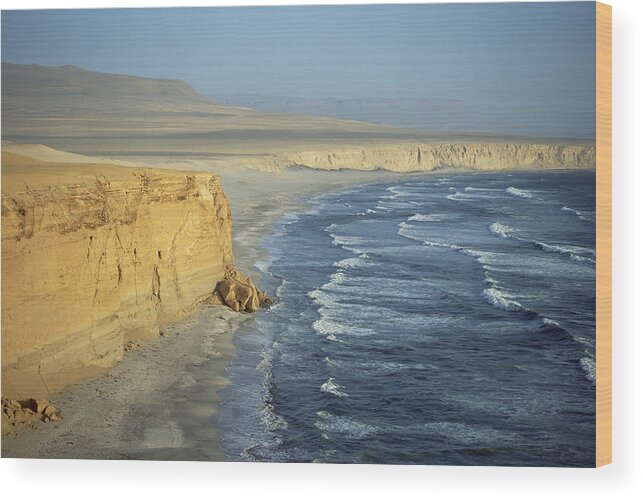 Feb0514 Wood Print featuring the photograph Atacama Desert Cliffs And The Pacific #1 by Tui De Roy