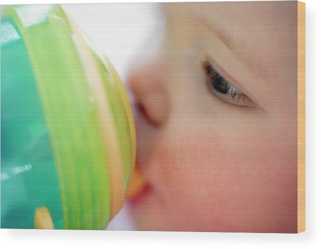 Beaker Wood Print featuring the photograph Baby Drinking #1 by Ian Hooton/science Photo Library