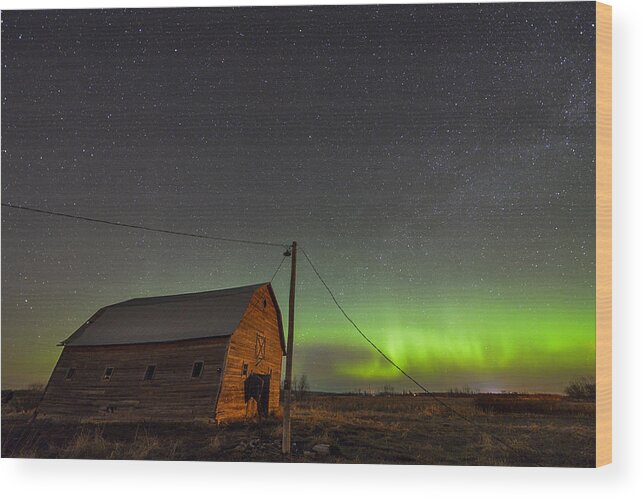 Abandoned Wood Print featuring the photograph Barn Aurora #1 by Nebojsa Novakovic