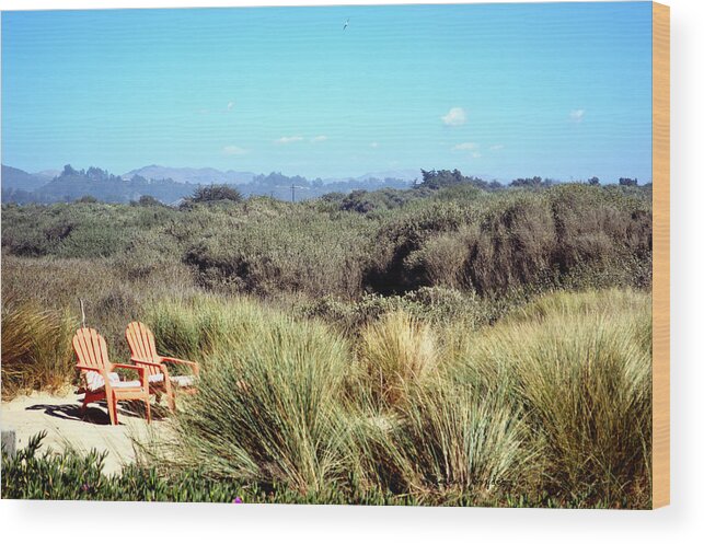 Barbara Snyder Wood Print featuring the photograph Beach Chairs With A View #1 by Barbara Snyder