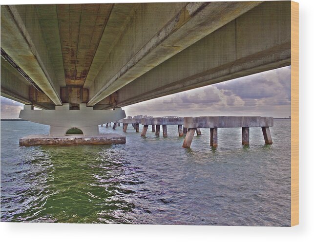 Sanibel Island Wood Print featuring the photograph Beneath Sanibel Bridge by Timothy Lowry