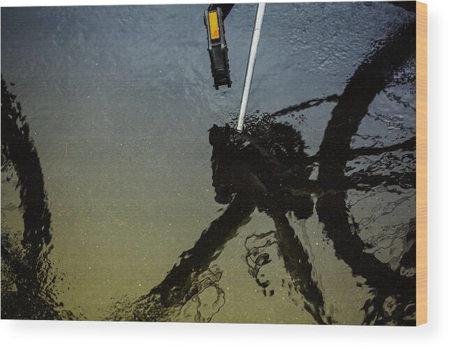 Bike Wood Print featuring the photograph Biking In The Rain #2 by Karol Livote