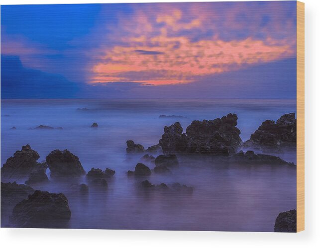 Blue Wood Print featuring the photograph Blue Sunrise 1 #1 by Leigh Anne Meeks