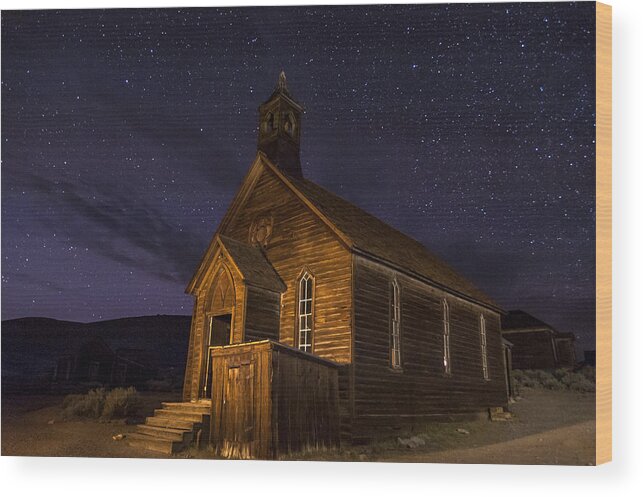 Building Wood Print featuring the photograph Bodie Church #1 by Cat Connor