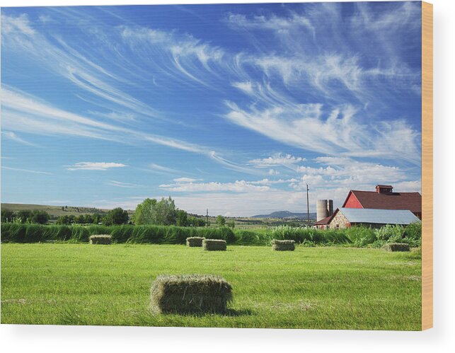 Scenics Wood Print featuring the photograph Boulder Colorado Red Barn And Cloudscape #1 by Beklaus
