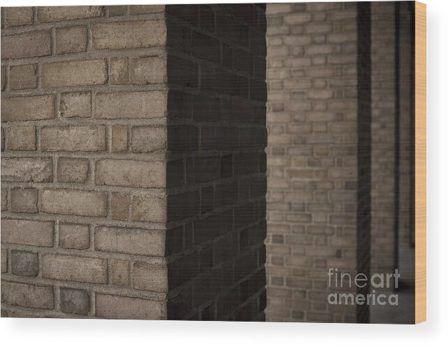 Everett Train Station Wood Print featuring the photograph Brick Columns Abstract by Jim Corwin