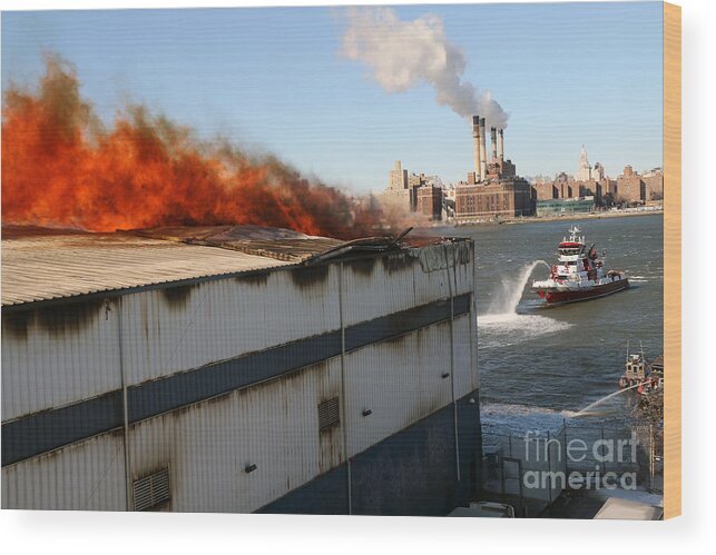 Fdny Wood Print featuring the photograph Brooklyn 7 Alarm Fire #1 by Steven Spak