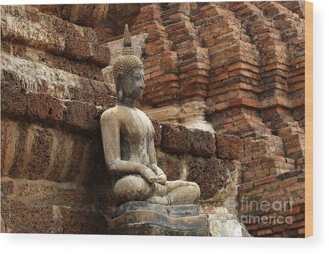  Sukhothai Wood Print featuring the photograph Buddha Sukhothai Thailand 3 #2 by Bob Christopher