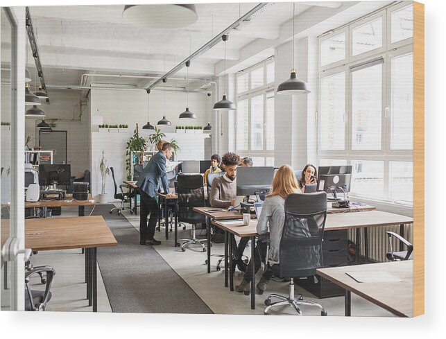 New Business Wood Print featuring the photograph Business people working in modern office space #1 by Alvarez