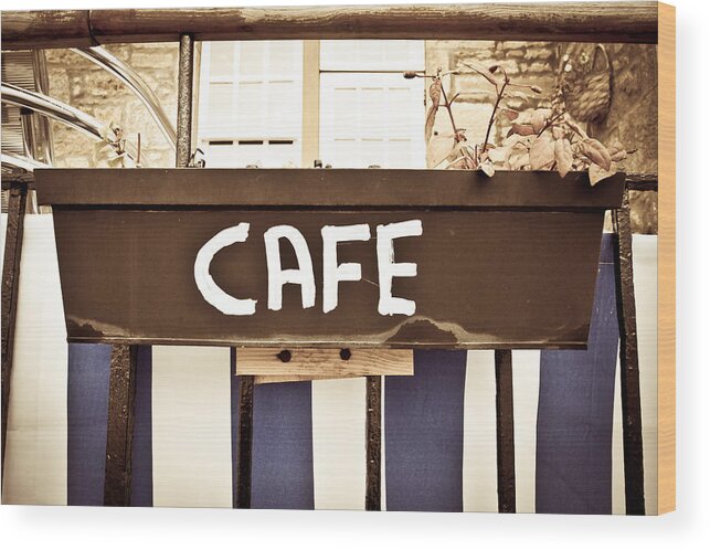 Business Wood Print featuring the photograph Cafe sign #1 by Tom Gowanlock