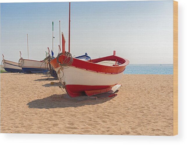 Boats Wood Print featuring the photograph Calella Spain #1 by Marek Poplawski