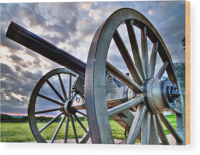 Abraham Wood Print featuring the photograph Cannon over Gettysburg #1 by Andres Leon