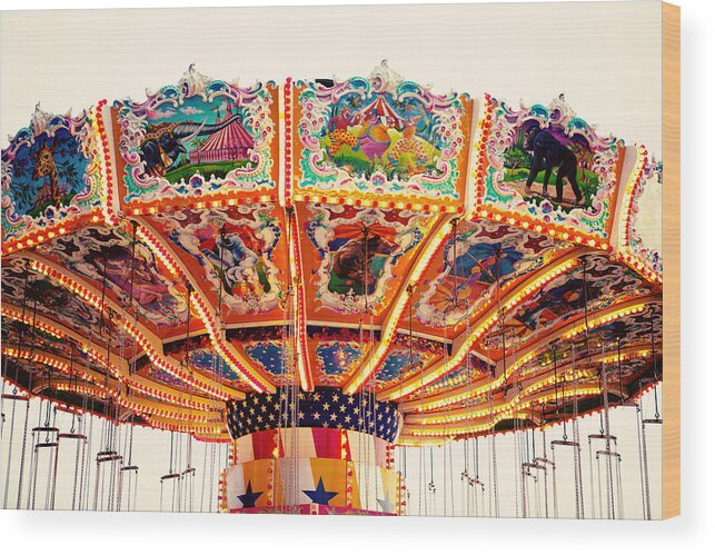 Carnival Wood Print featuring the photograph Carnival Swings #1 by Kim Fearheiley