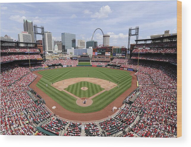 St. Louis Cardinals Wood Print featuring the photograph Cincinnati Reds V. St. Louis Cardinals by Ron Vesely