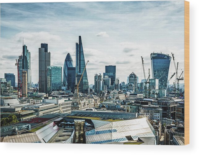 Corporate Business Wood Print featuring the photograph City Of London, London, Uk #1 by Mbbirdy