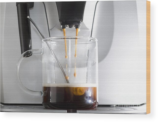 Coffee Machine Wood Print featuring the photograph Coffee machine #1 by Mats Silvan