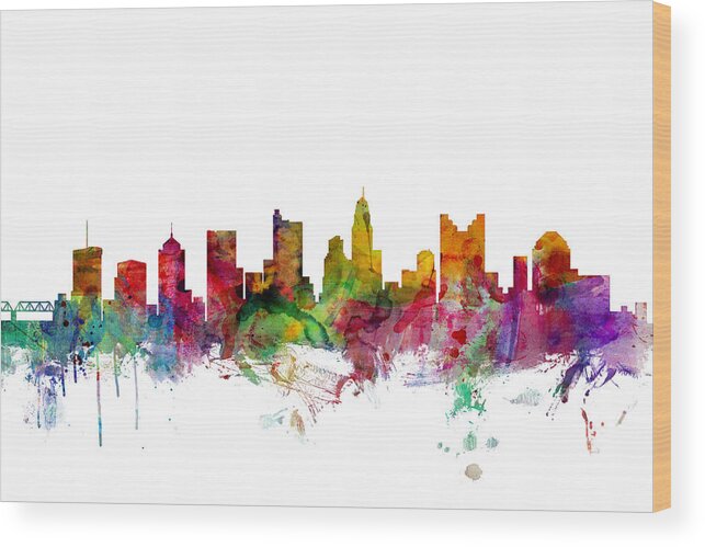 United States Wood Print featuring the digital art Columbus Ohio Skyline by Michael Tompsett