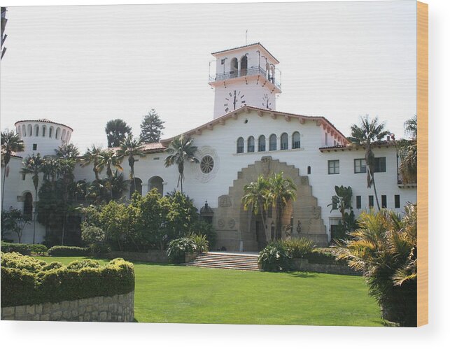 Courthouse Wood Print featuring the photograph Courthouse Santa Barbara by Christiane Schulze Art And Photography