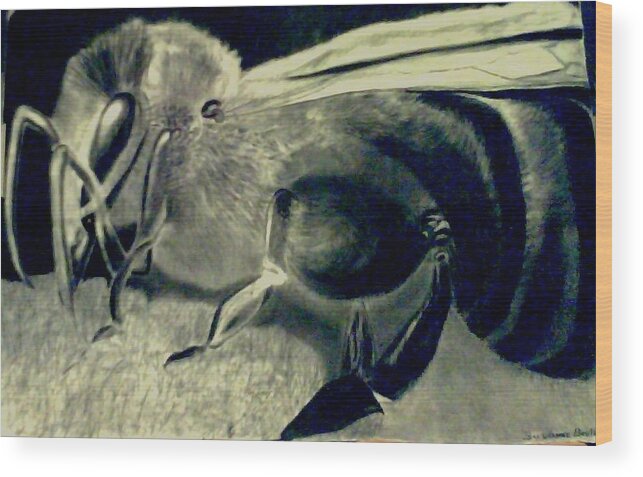 Bee Wood Print featuring the drawing Daddy's Baby Bee by Suzanne Berthier
