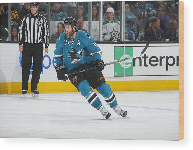 Joe Thornton Wood Print featuring the photograph Dallas Stars v San Jose Sharks #1 by Rocky W. Widner