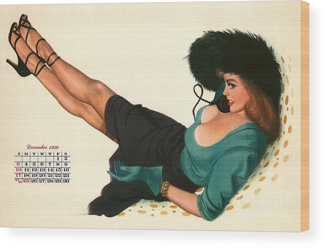 Esquire Wood Print featuring the photograph Esquire Pin Up Girl by Action