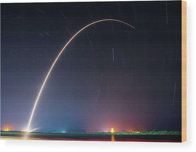 Falcon 9 Wood Print featuring the photograph Falcon 9 Rocket Launch By Spacex #1 by Spacex/science Photo Library