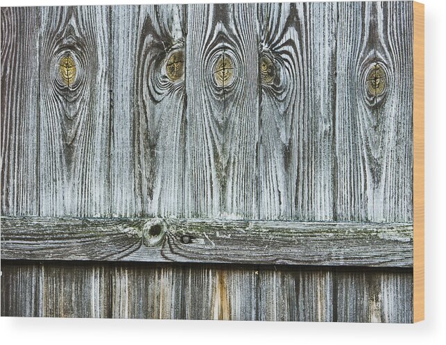 Abstract Wood Print featuring the photograph Fence detail #1 by Tom Gowanlock