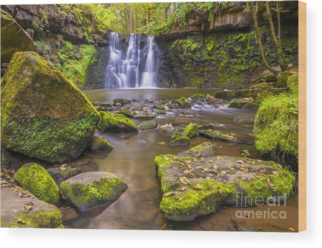Airedale Wood Print featuring the photograph Goit Stock Waterfall by Mariusz Talarek