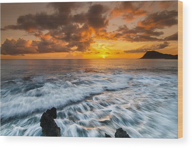 Hawaii Wood Print featuring the photograph Hawaii Sunset #1 by Tin Lung Chao