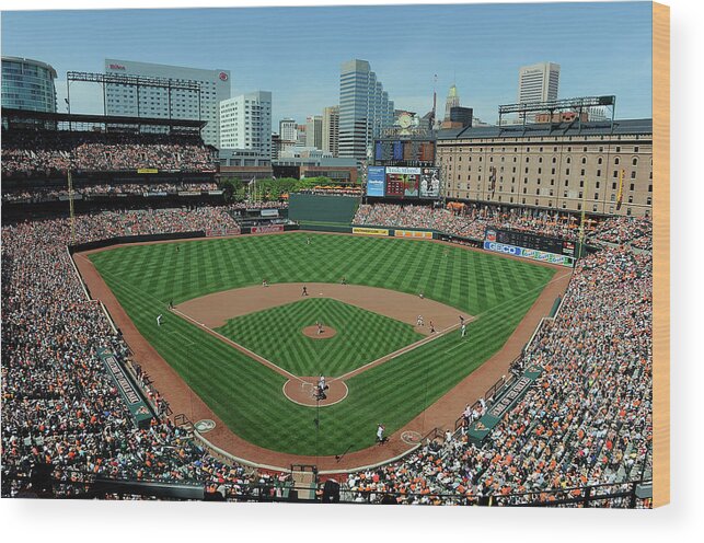 American League Baseball Wood Print featuring the photograph Houston Astros V Baltimore Orioles #1 by Greg Fiume