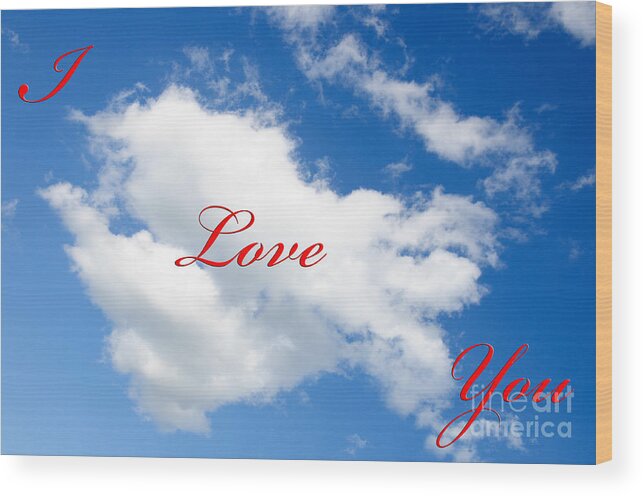 Andee Design Clouds Wood Print featuring the photograph 1 I Love You Heart Cloud by Andee Design
