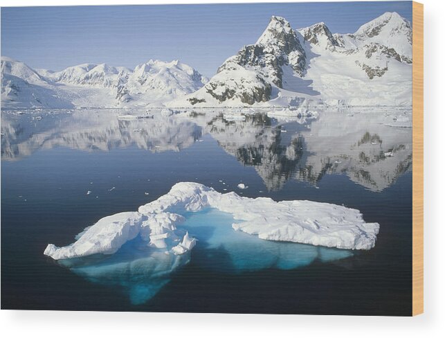 Feb0514 Wood Print featuring the photograph Ice Floe And Mountains Paradise Bay #1 by Tui De Roy