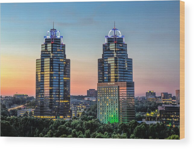 Sandy Springs Wood Print featuring the photograph King And Queen Buildings by Anna Rumiantseva