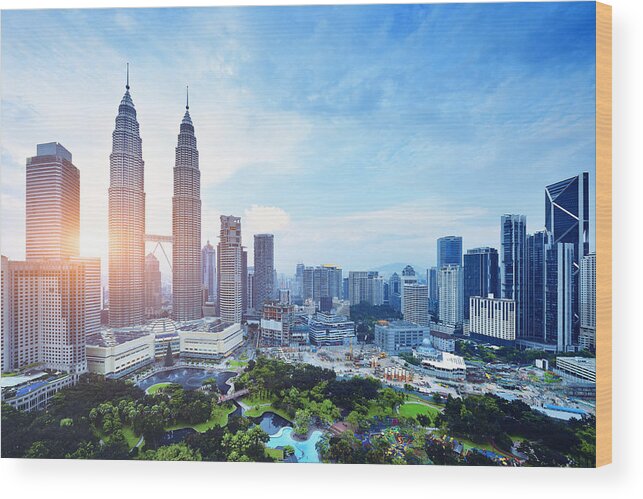 Financial Building Wood Print featuring the photograph Kuala Lumpur Urban Scene, Malaysia #1 by Zorazhuang