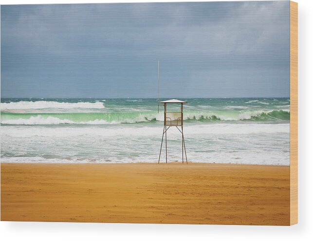 Water's Edge Wood Print featuring the photograph Lifeguard Tower #1 by Mmac72