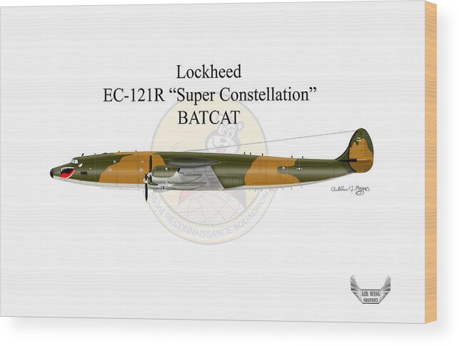 Lockheed Wood Print featuring the digital art Lockheed EC-121R Batcat #2 by Arthur Eggers