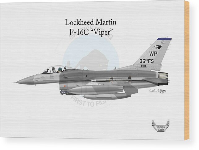 Lockheed Martin Wood Print featuring the digital art Lockheed Martin F-16C Viper #4 by Arthur Eggers