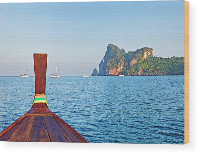 Andaman Sea Wood Print featuring the photograph Long Tail Boat Koh Phi Phi, Thailand #1 by John W Banagan