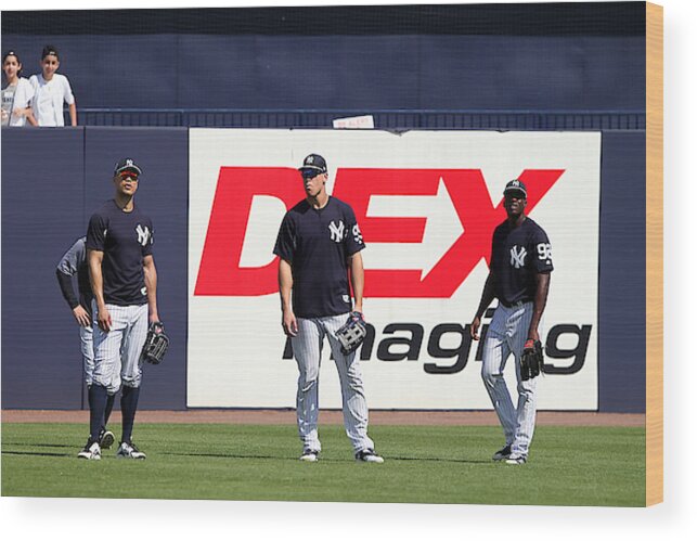 American League Baseball Wood Print featuring the photograph MLB: FEB 20 Spring Training - Yankees Workout by Icon Sportswire
