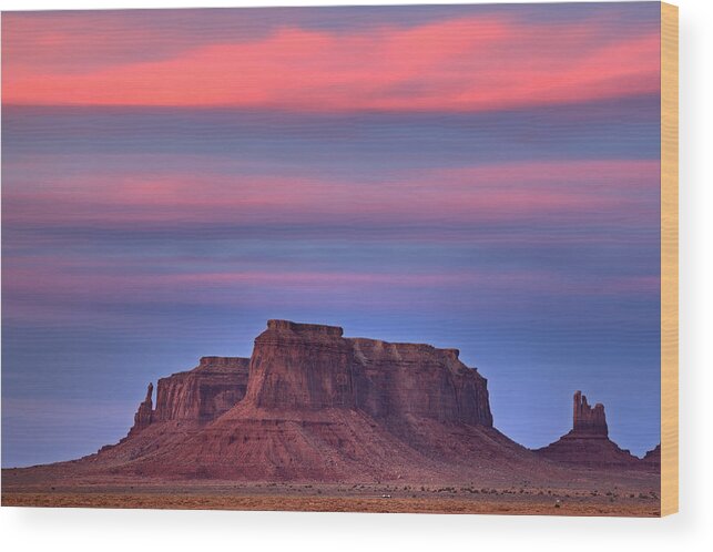 Sunset Wood Print featuring the photograph Monument Valley Sunset #1 by Alan Vance Ley