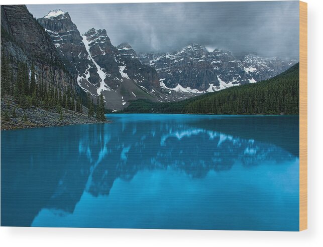 Mountains Wood Print featuring the photograph Morning Moraine by Darren Bradley