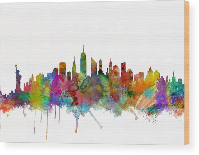 New York Wood Print featuring the digital art New York City Skyline by Michael Tompsett